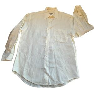 Madeleine Finn Sporting Whites Mens Shirt L 100% Linen Butter Yellow New England